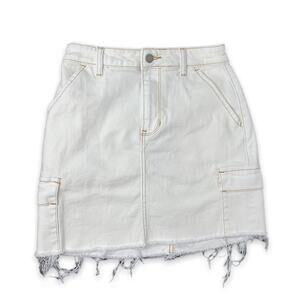 3/$20 Hollister women's white denim Ultra High Rise cargo cutoff skirt SZ 1